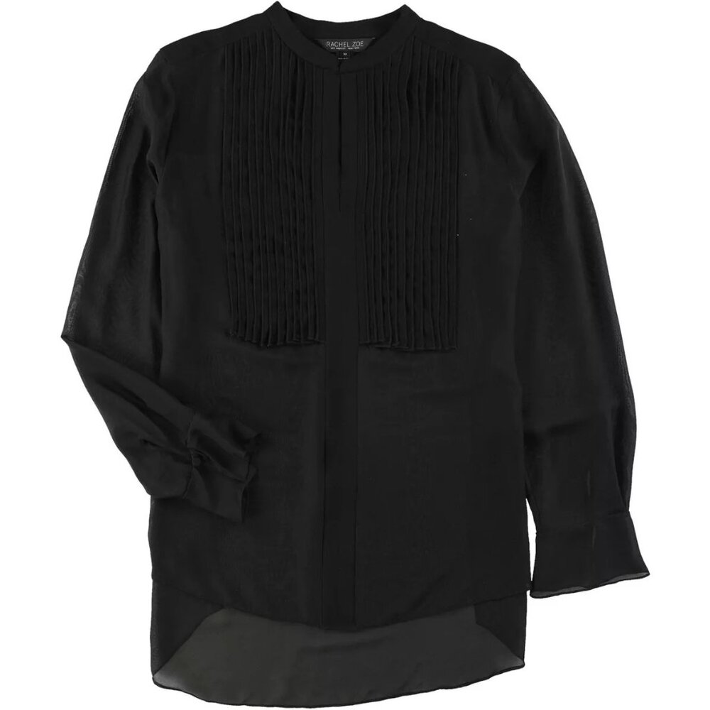Rachel Zoe Pintuched Silk Blouse in Black